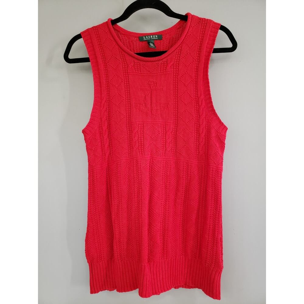 RALPH LAUREN Nautical Anchor Sleeveless Sweater Tank Top Old Money Vintage